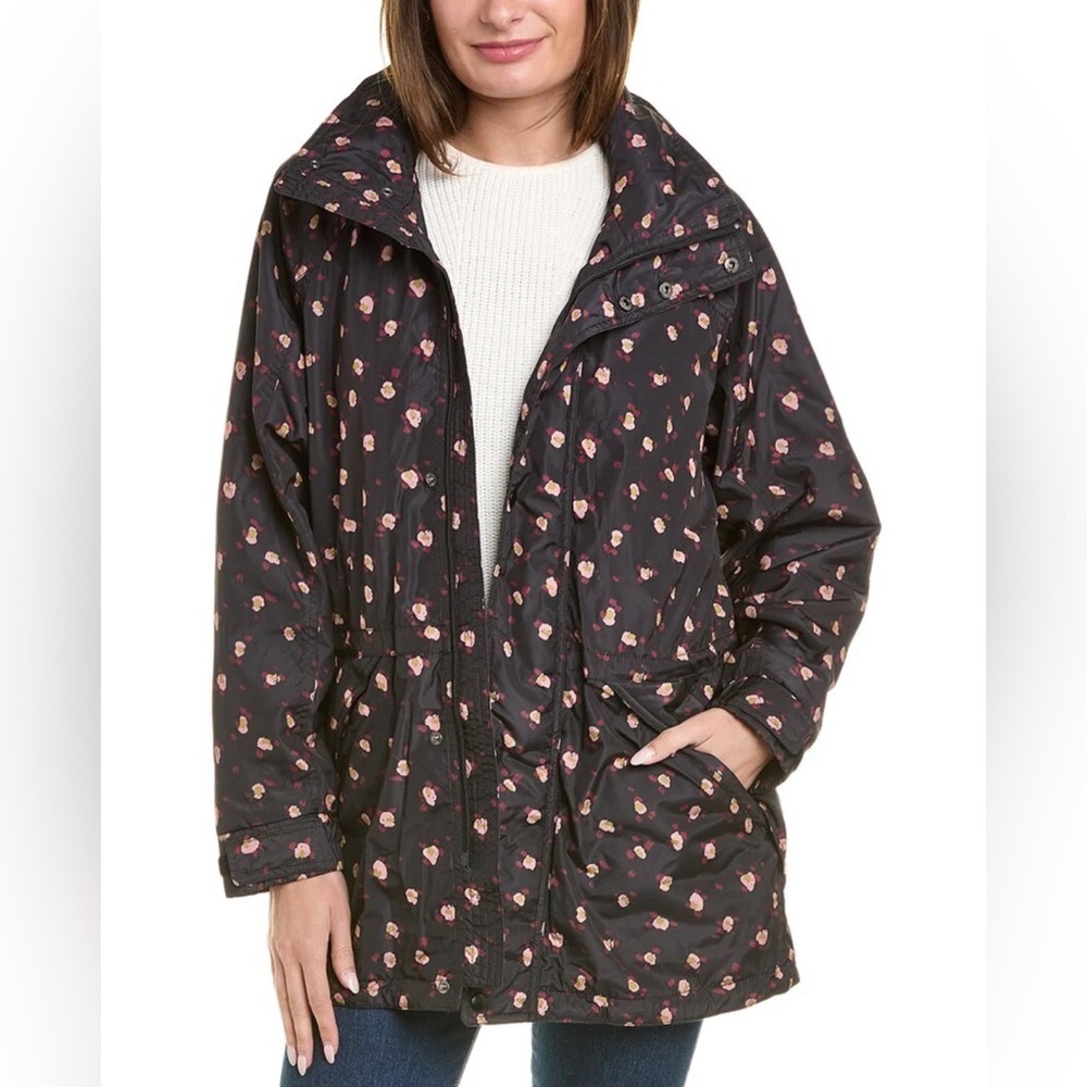 Cabi Rainy Day Jacket floral parka winter coat black anorak women’s size small